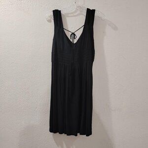 BLACK- COTTON KNIT DRESS -M-